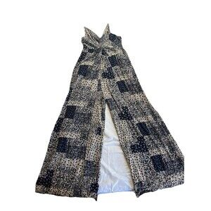 Mustard Seed Jumpsuit Size Large Wide Leg Blue Paisley Print